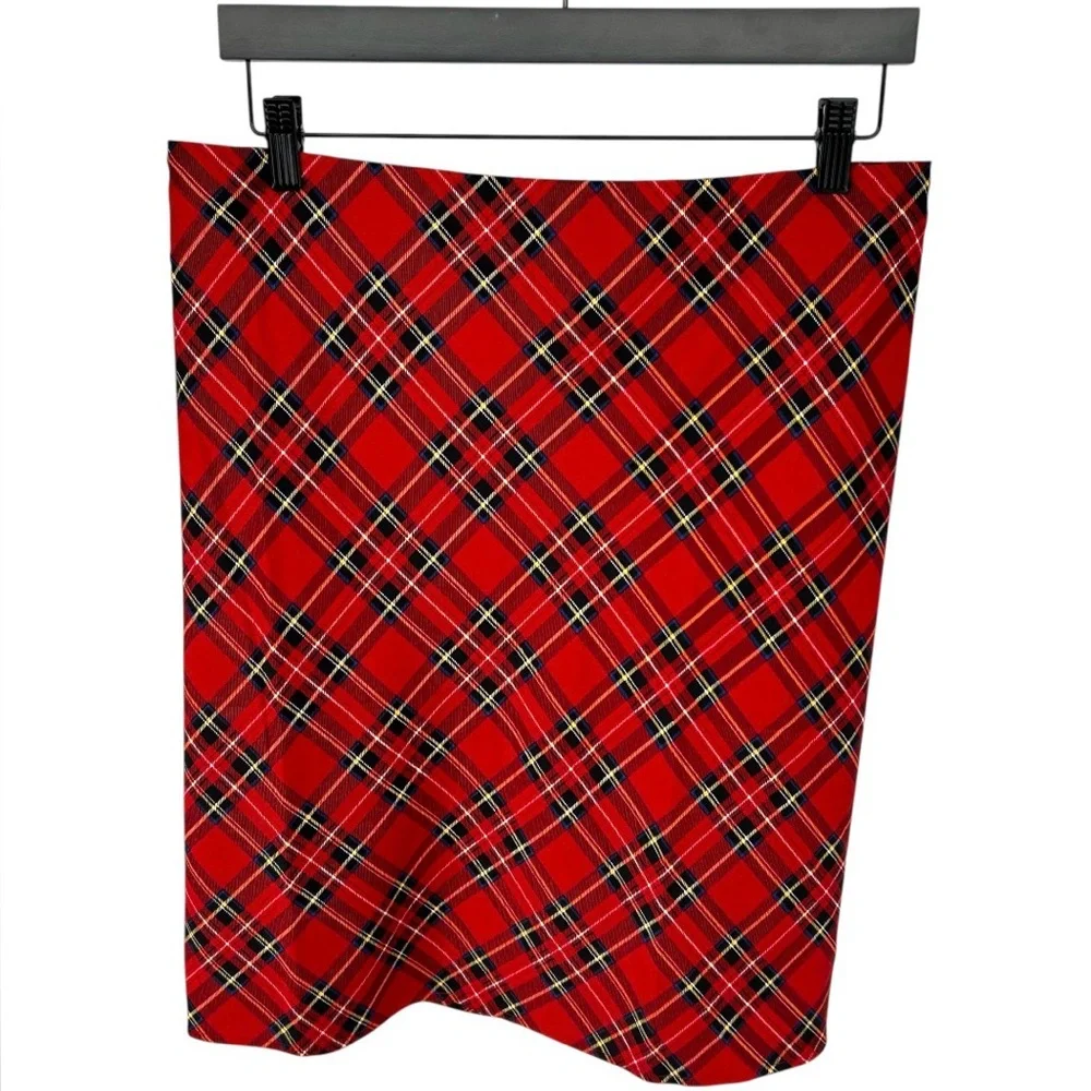NWT J. Crew Factory Mini Bias Slip Skirt Red Plaid Size 3X NEW